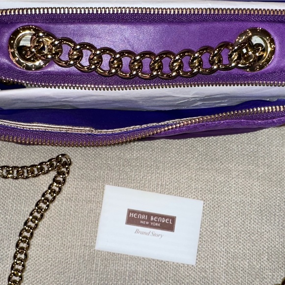 💜 RARE Henri Bendel Purple Quilted Leather Studded Evening Crossbody – Like New! - Picture 16 of 17